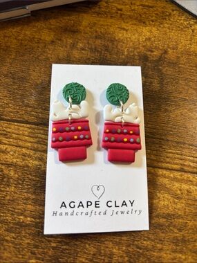 Agape Clay post back Christmas Snoopy Earrings